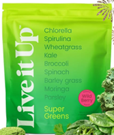 image of packaging for Live it Up Super Greens Wild Berry flavor 